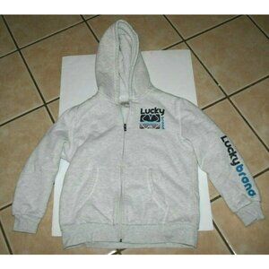 Lucky Brand fleece hoodie youth medium sweater full zip kids 10 12
